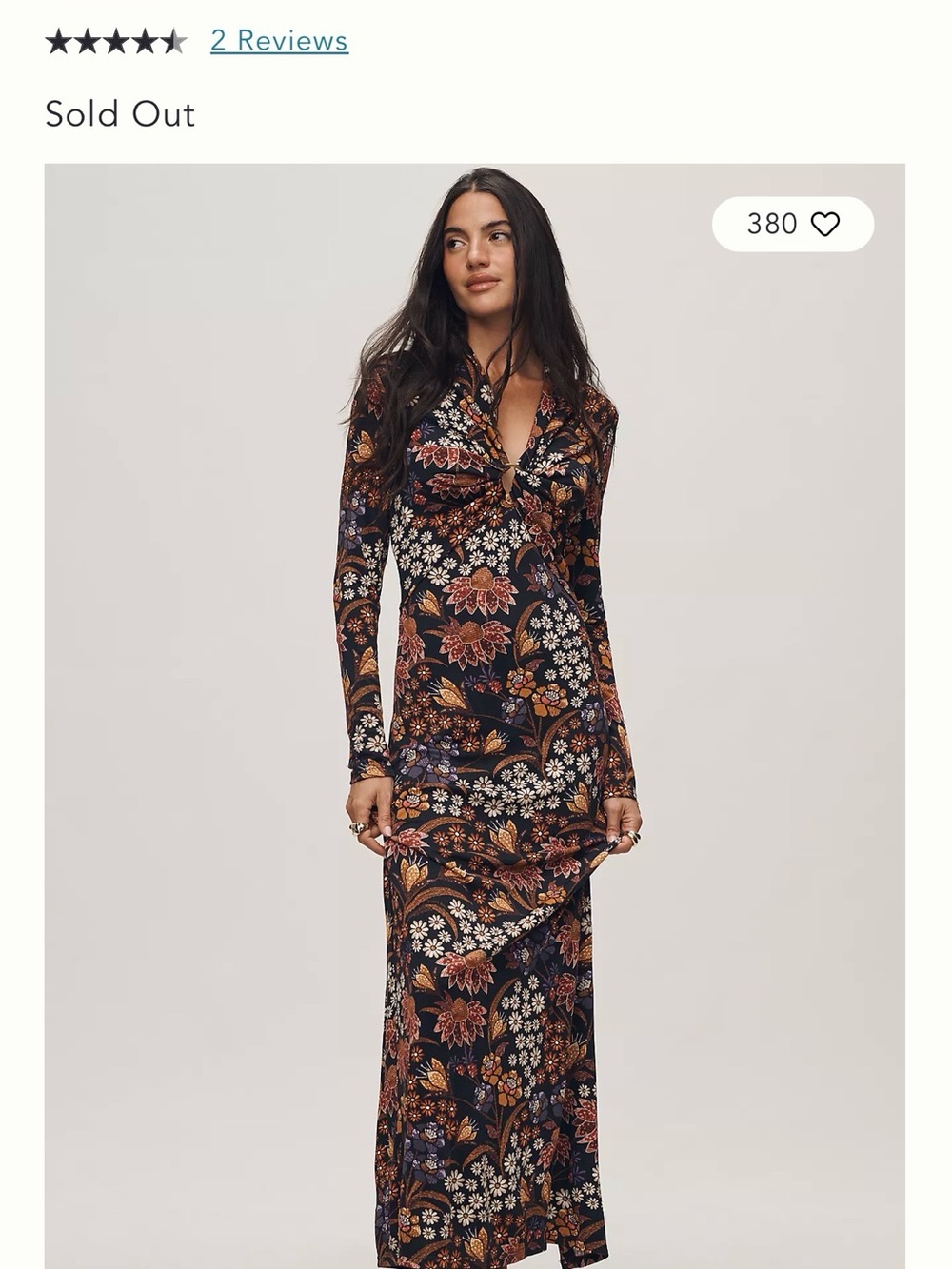Farm Rio V neck Maxi dress black with brown florals viscous NWT size L - Picture 12 of 16